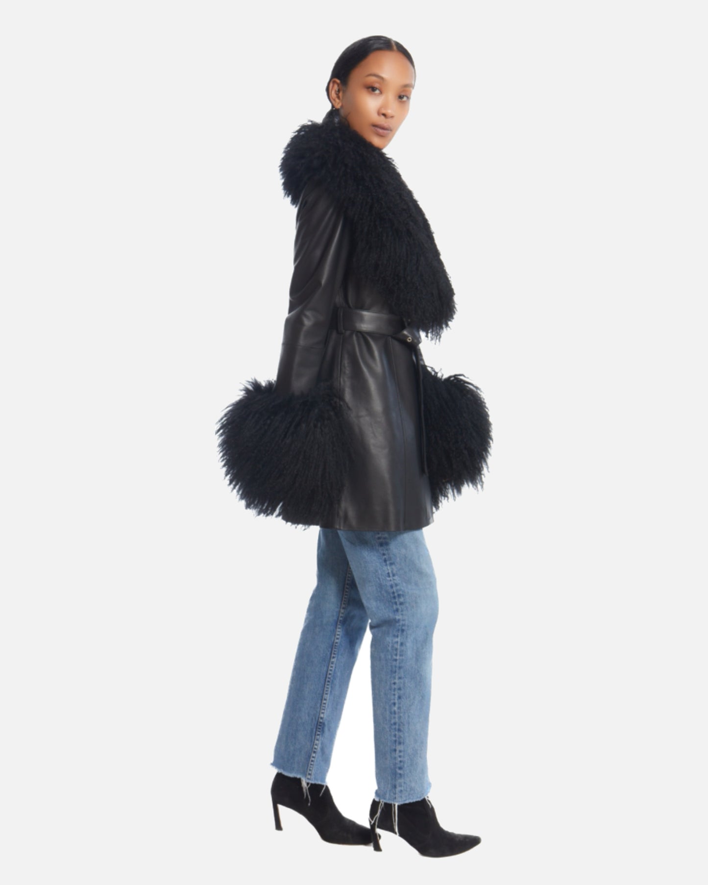 Mimi Leather Shearling Coat