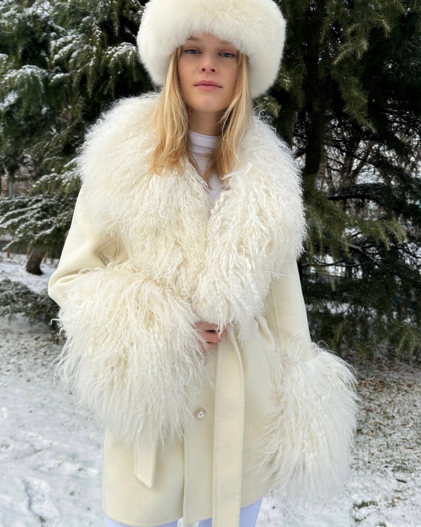 Mimi Cashmere Shearling Midi Coat