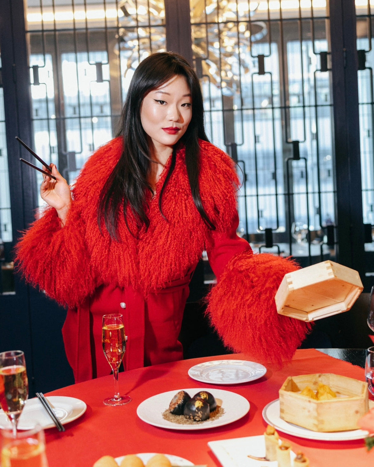 Mimi Cashmere Shearling Midi Coat