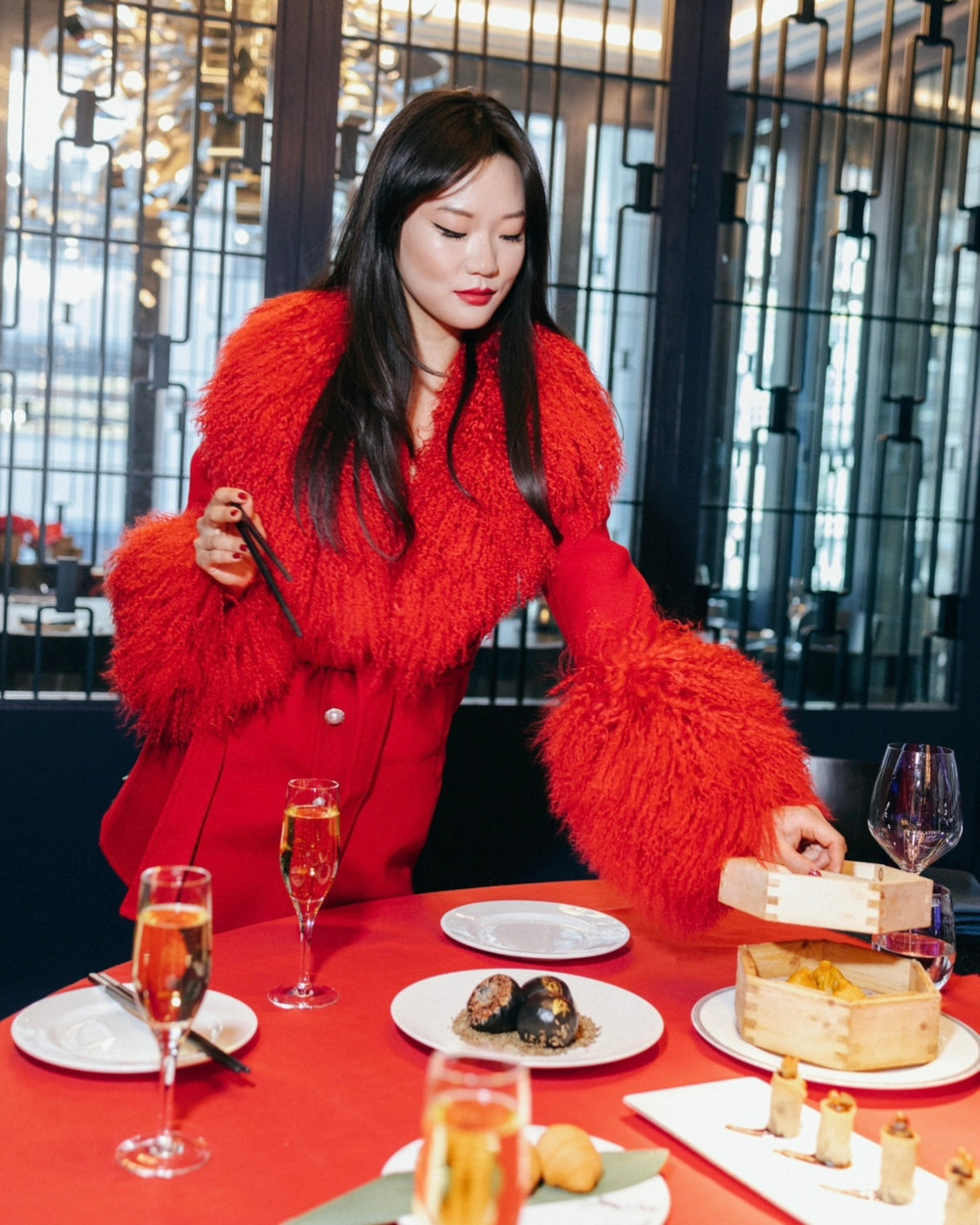 Mimi Cashmere Shearling Midi Coat