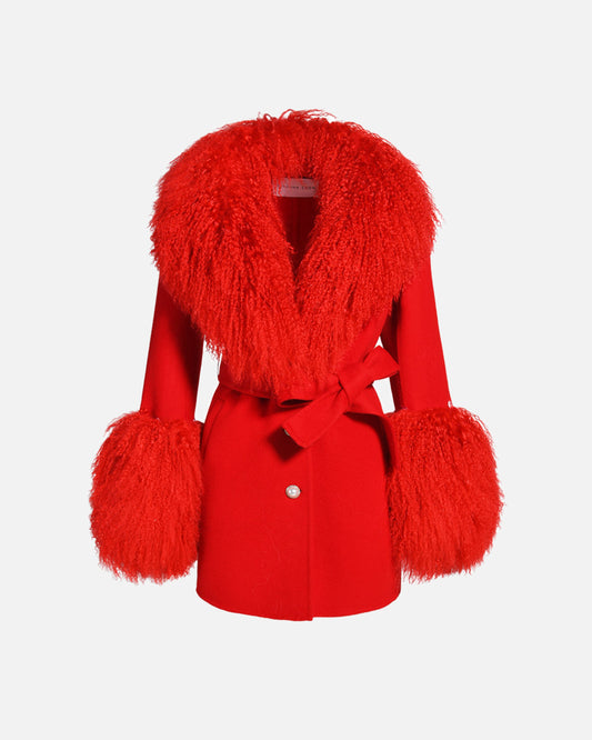 Mimi Cashmere Shearling Midi Coat