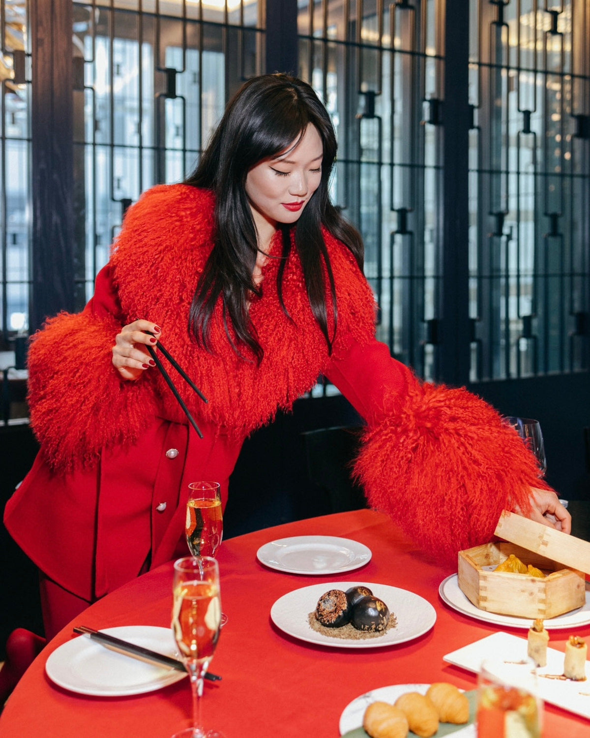 Mimi Cashmere Shearling Midi Coat