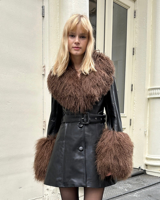 Mimi Leather Shearling Coat