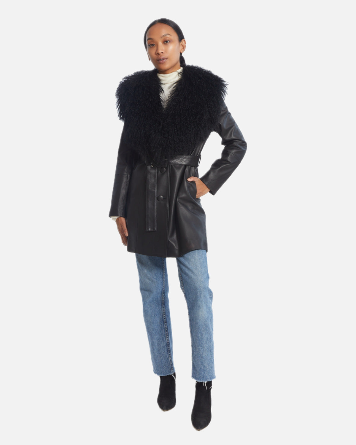 Mimi Leather Shearling Coat