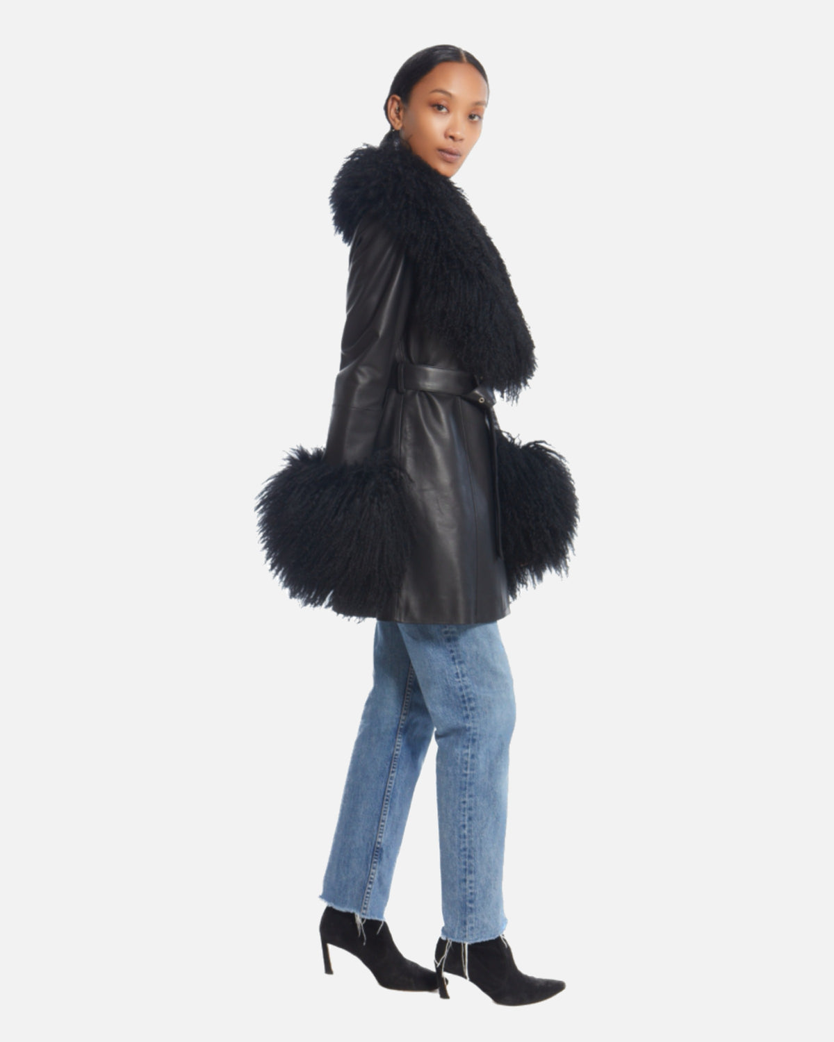 Mimi Leather Shearling Coat