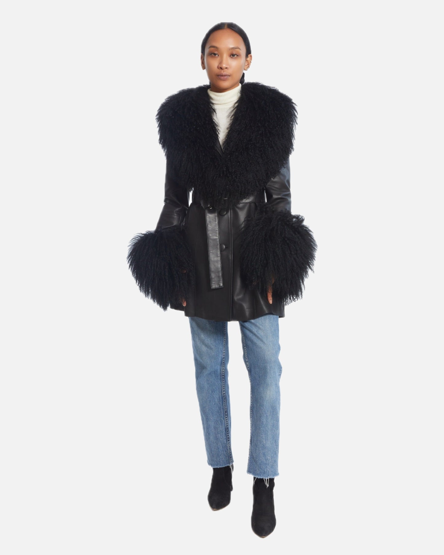 Mimi Leather Shearling Coat