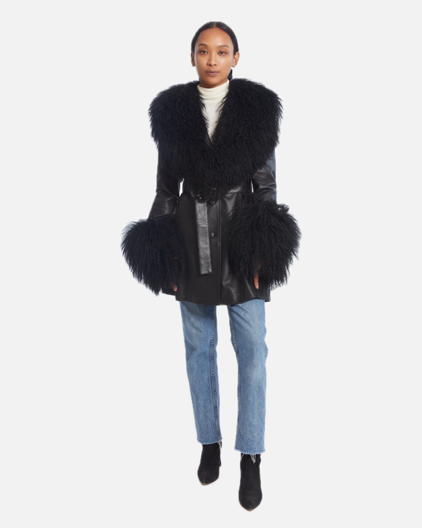 Mimi Leather Shearling Coat