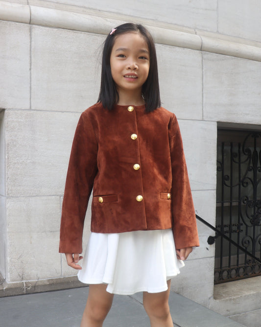 Mini Tessa Suede Bomber Jacket