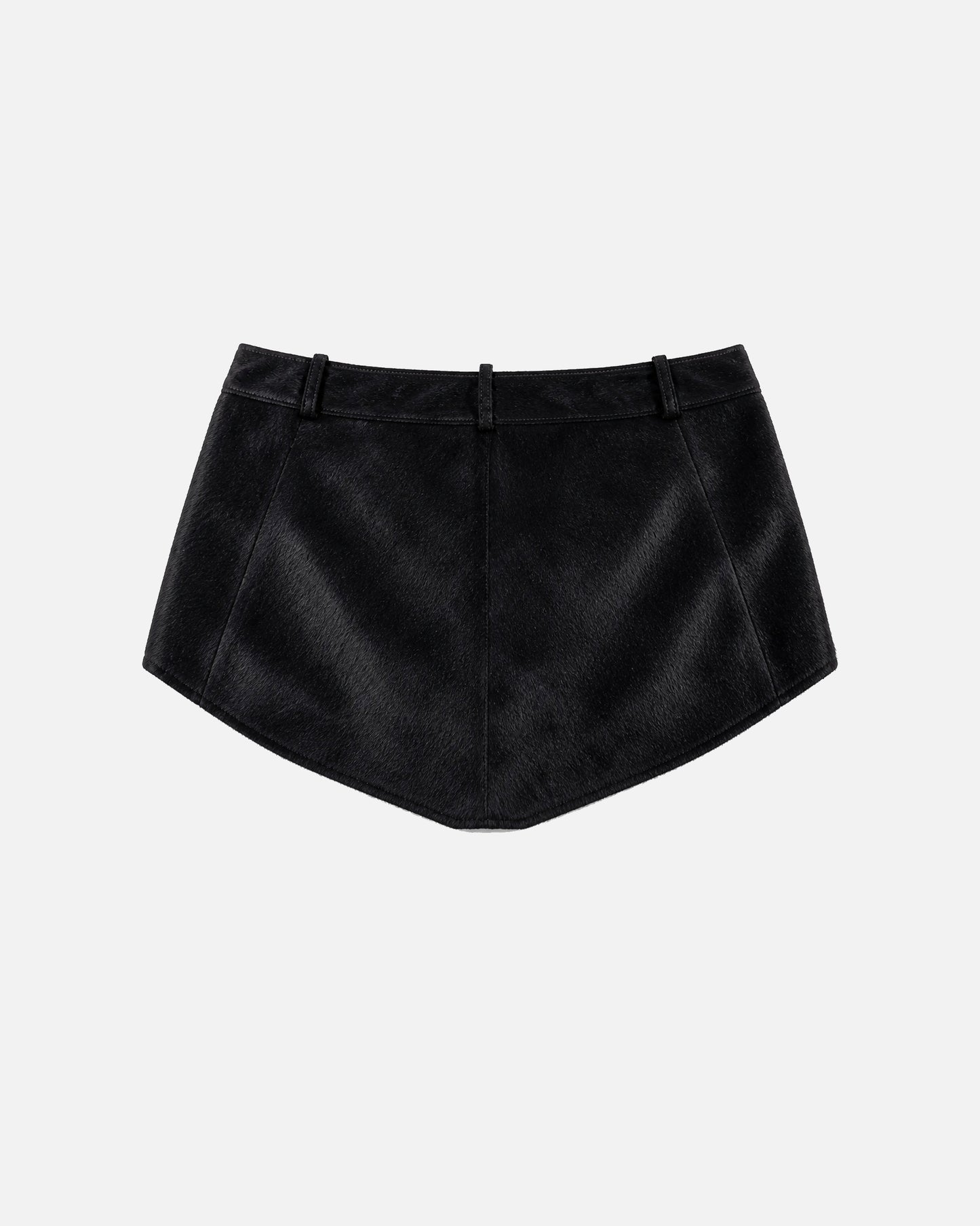 Susanna Chow Naomi Pony Hair Micro Shorts in Black, back view