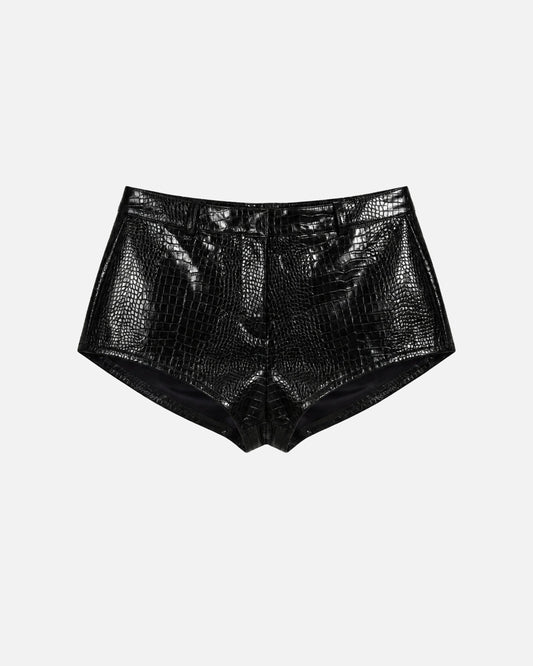 Naomi Black Croc Shorts