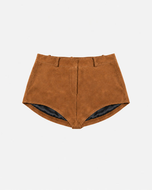 Naomi Suede Micro Shorts Mahogany Brown