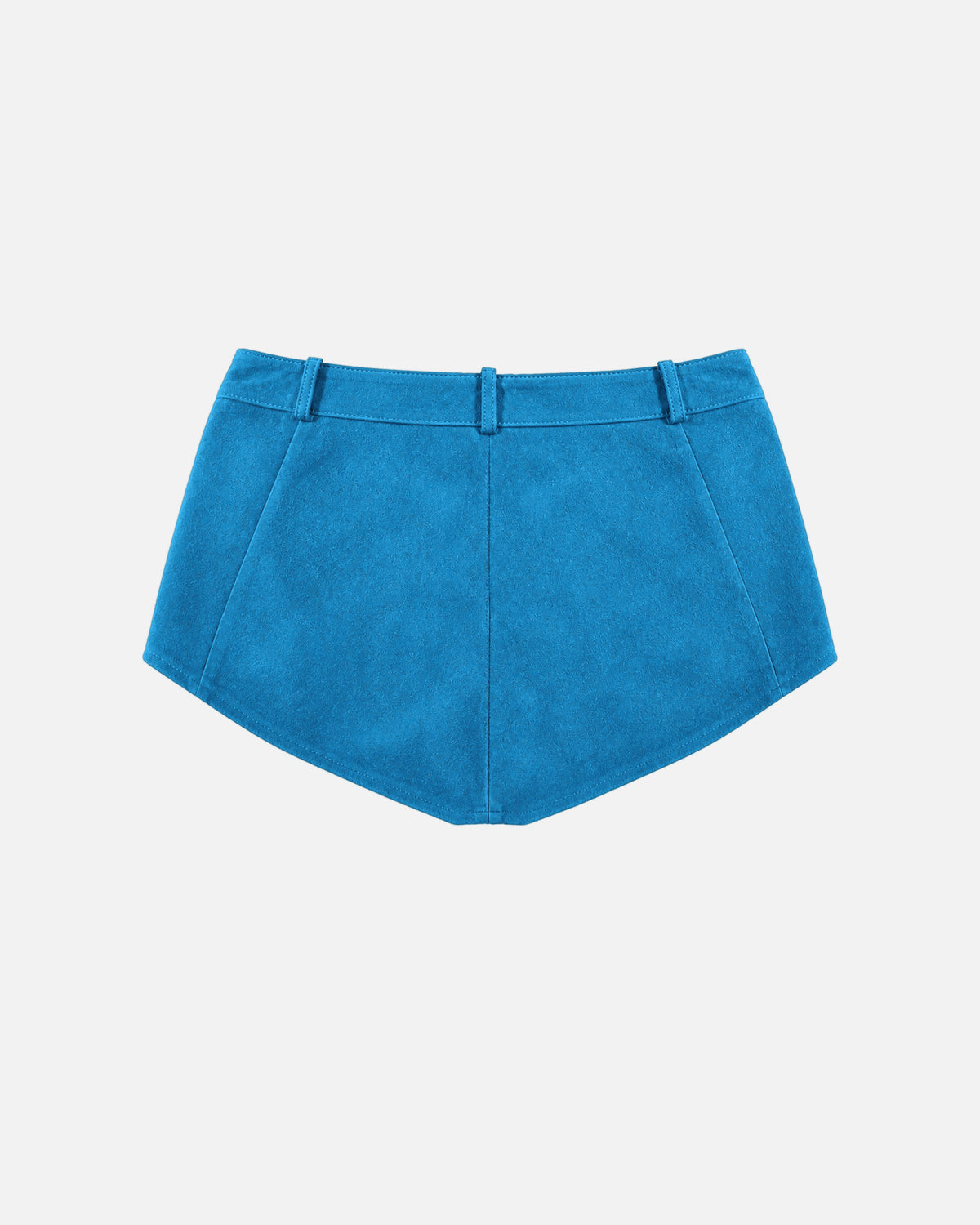 Naomi Suede Micro Shorts in turquoise, back view