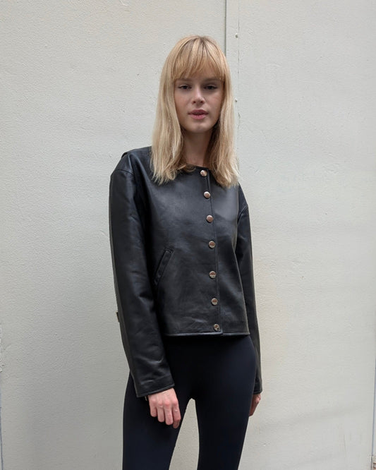 Nilda Leather Bomber Jacket