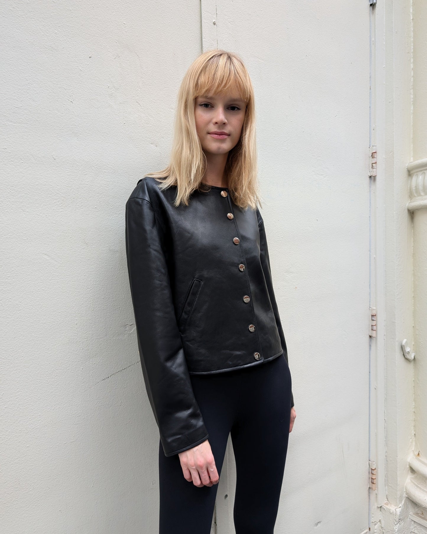 Nilda Leather Bomber Jacket