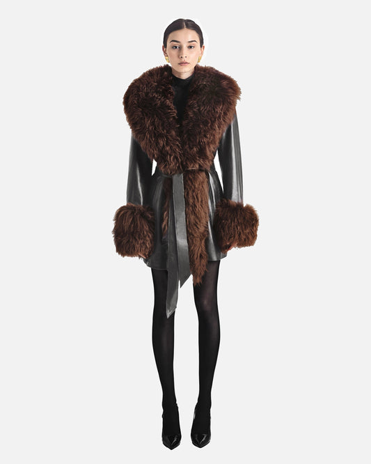 Odette Leather Shearling Coat