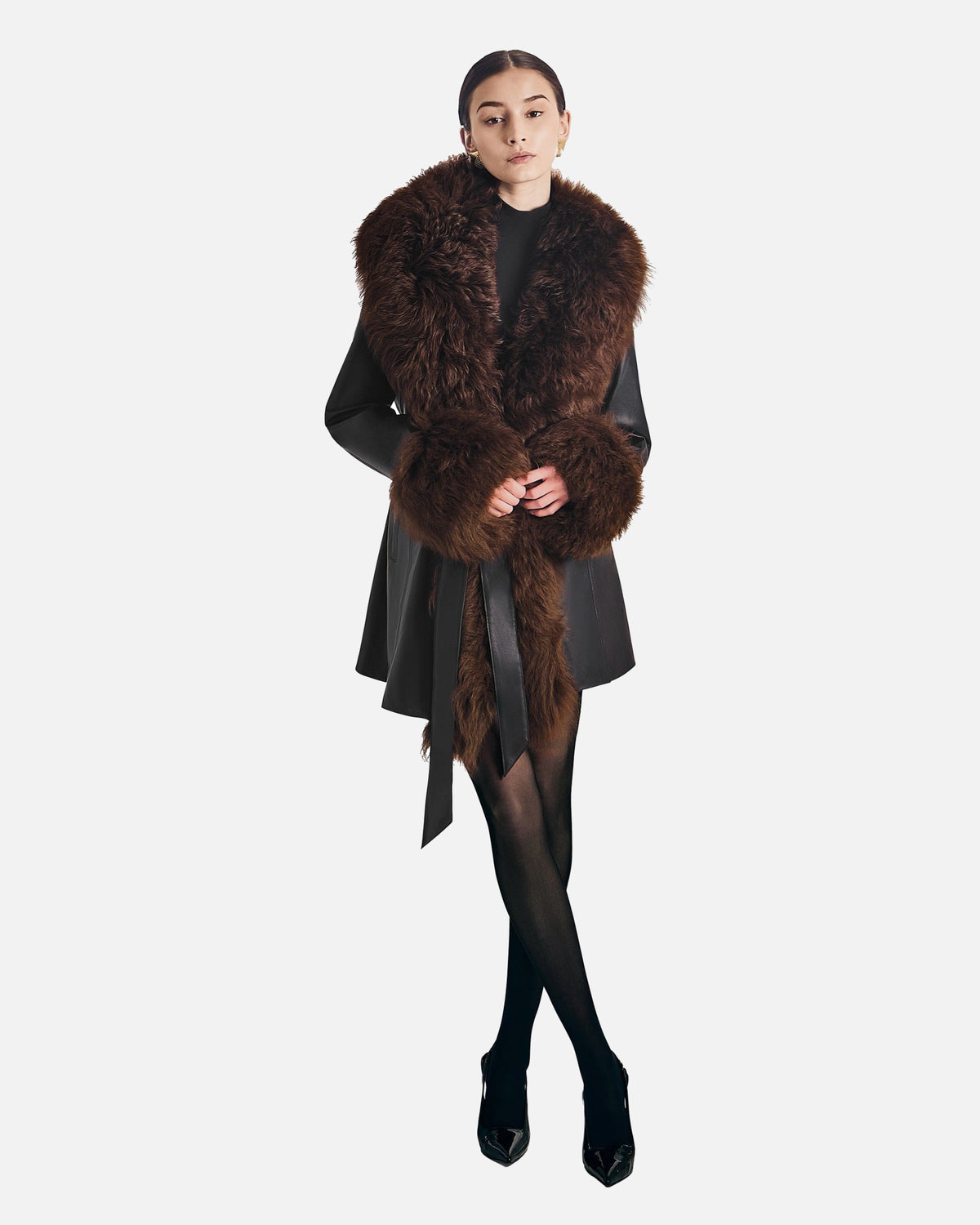 Odette Leather Shearling Coat