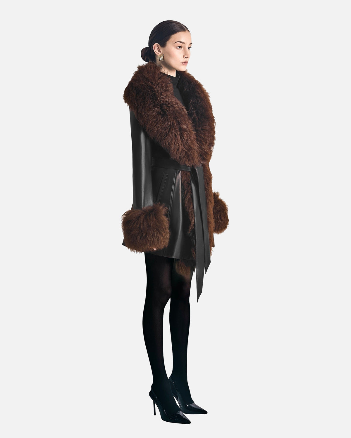 Odette Leather Shearling Coat