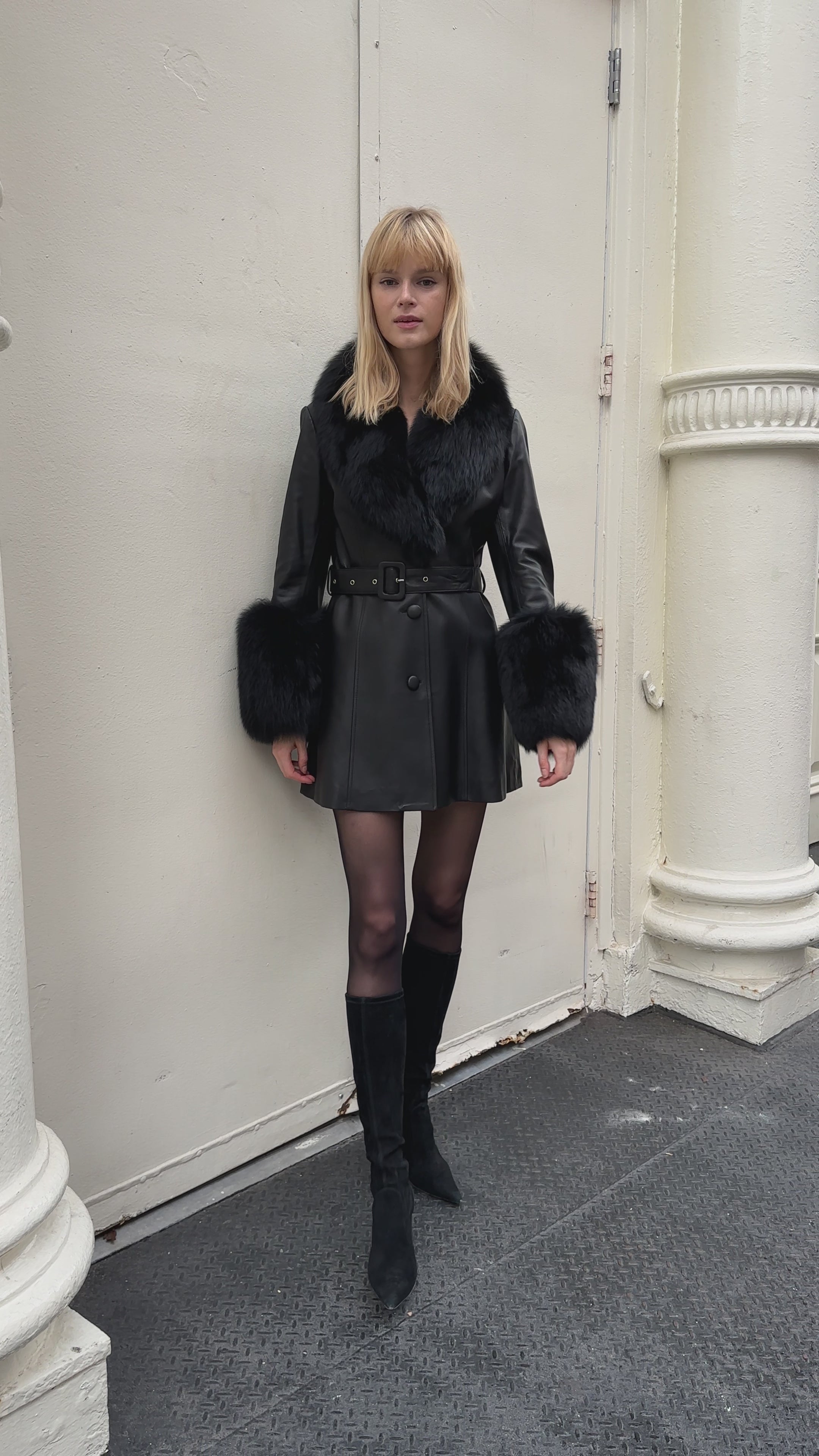 【Rosen Kreuz】CROPPED 2WAY FUR HOOD Rosen Kreuz】VINTAGE LEATHER SHIRRING HOODIE | OUR BRAND