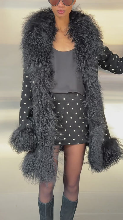 Dorothy Diamanté Suede Midi Coat