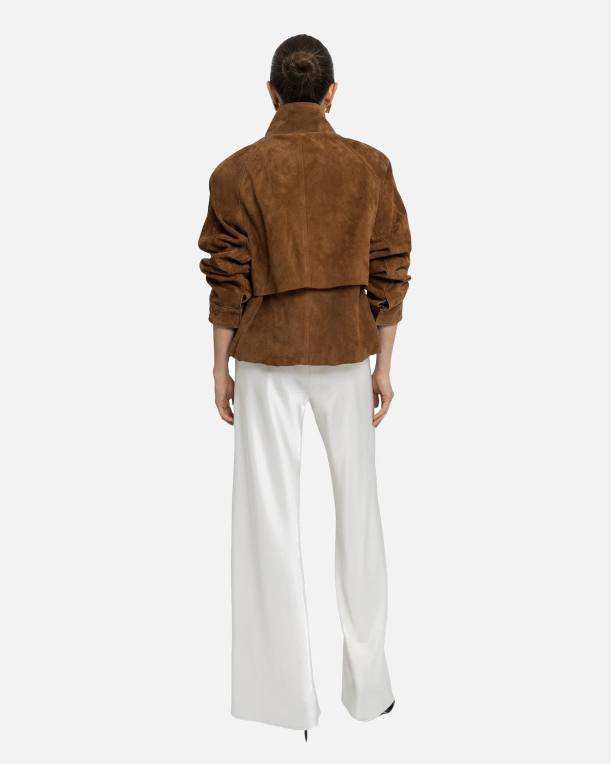 Remy Suede Bomber Jacket in Caramel