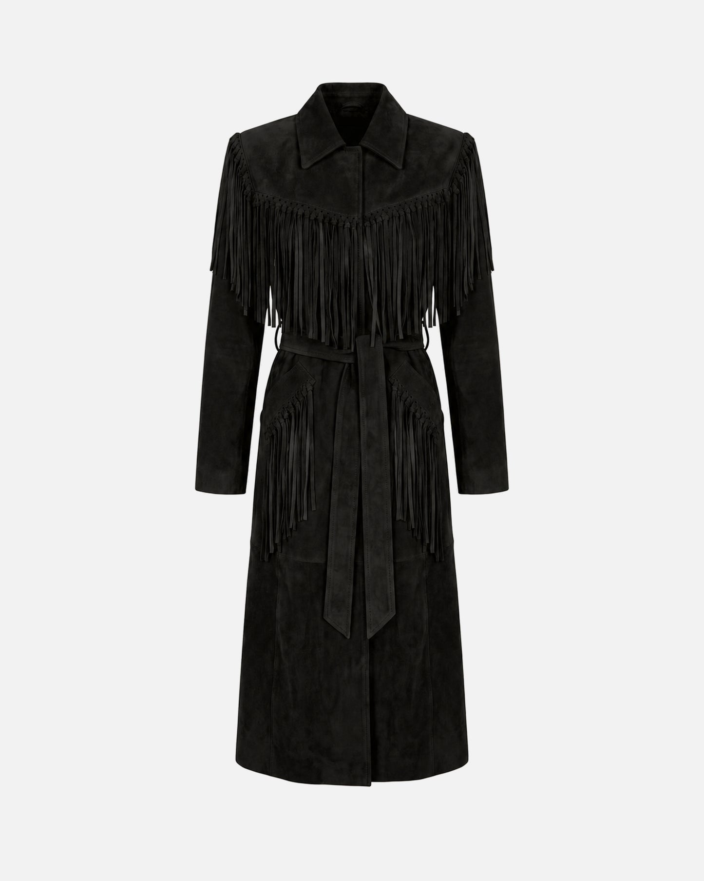 Riley Suede Fringe Trench Coat