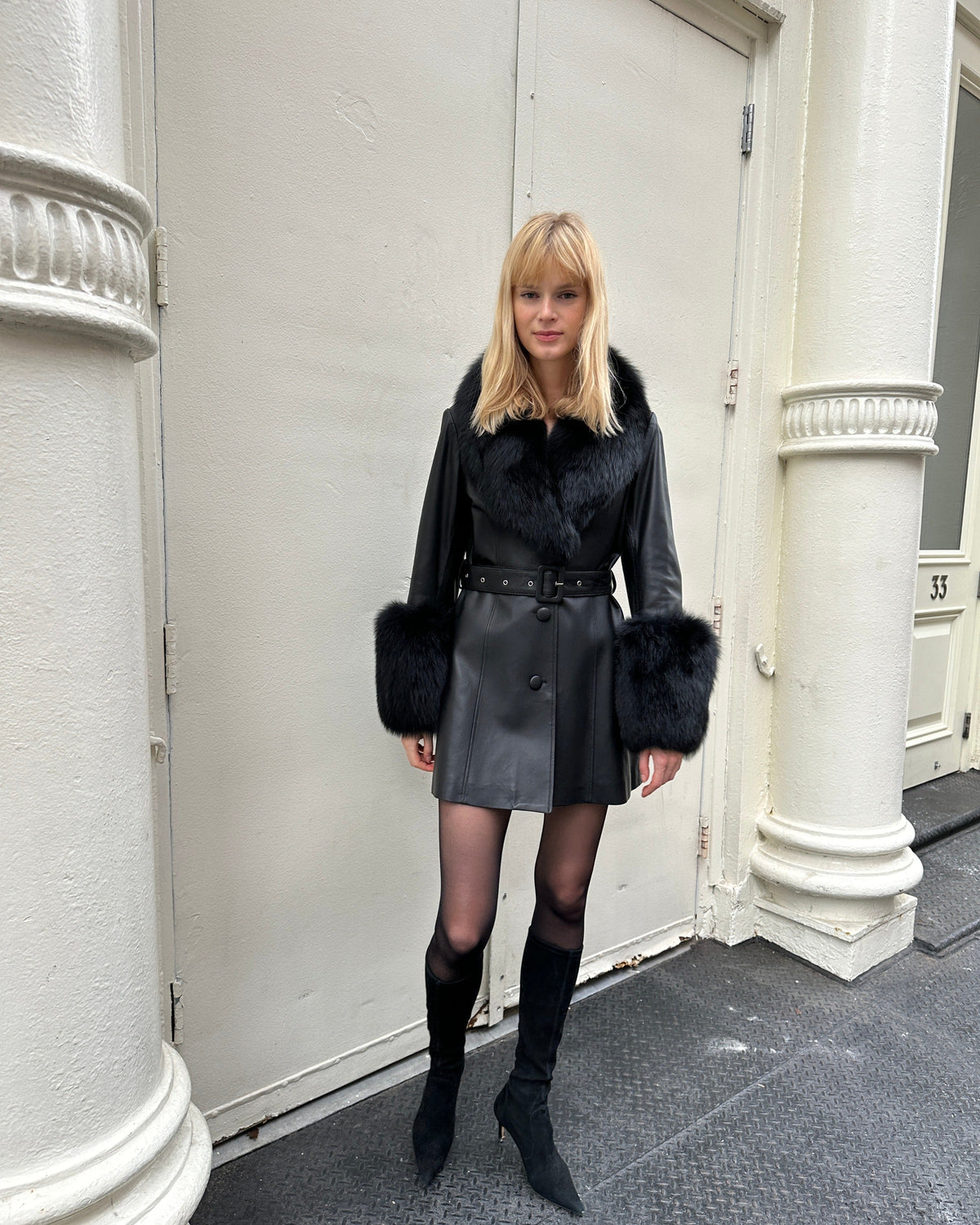 Roxy Leather Shearling Coat