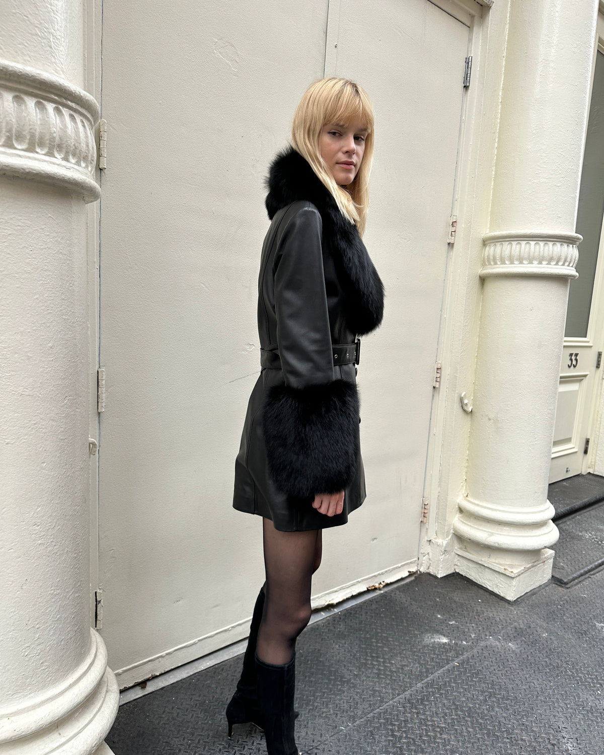 Roxy Leather Shearling Coat