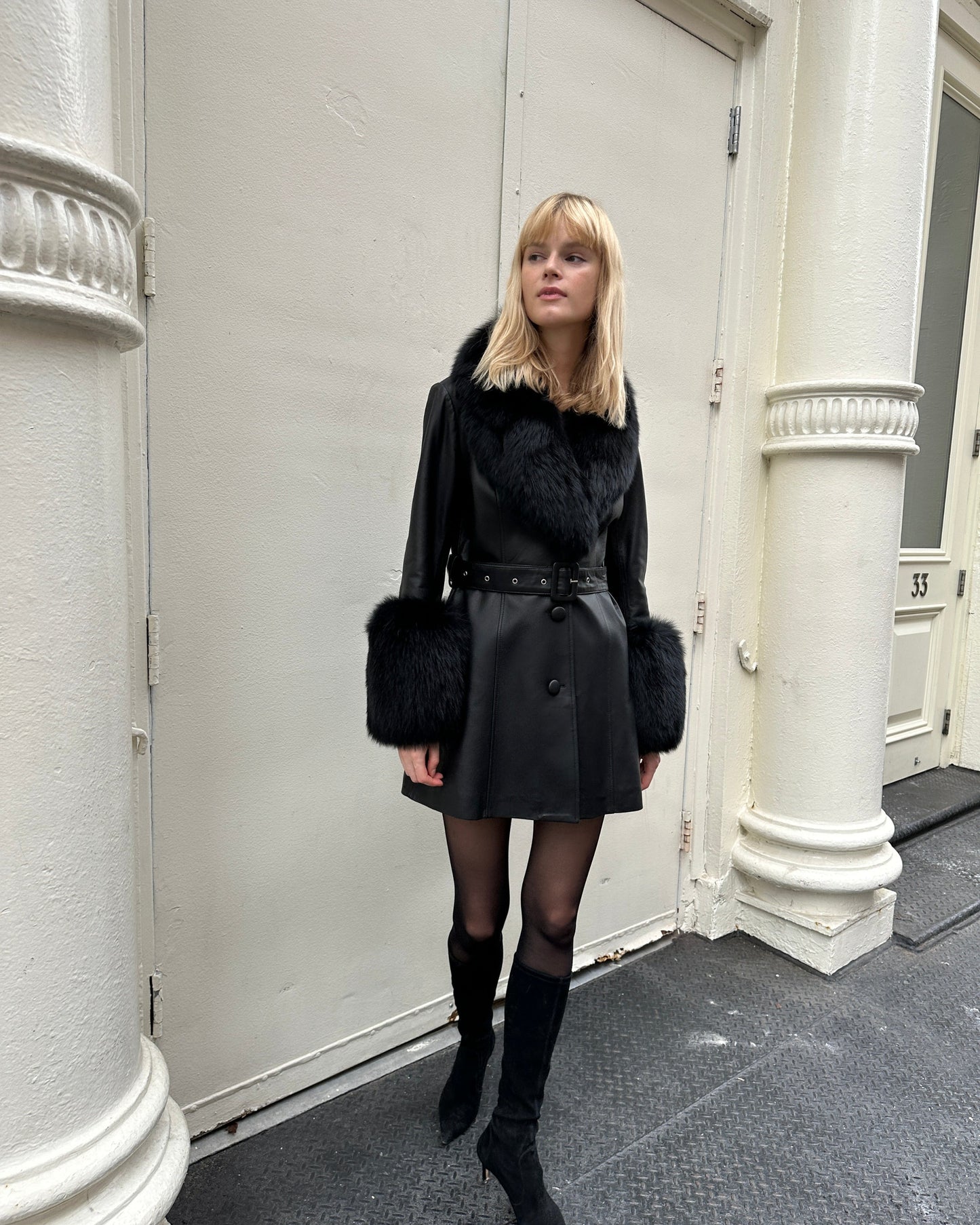 Roxy Leather Shearling Coat
