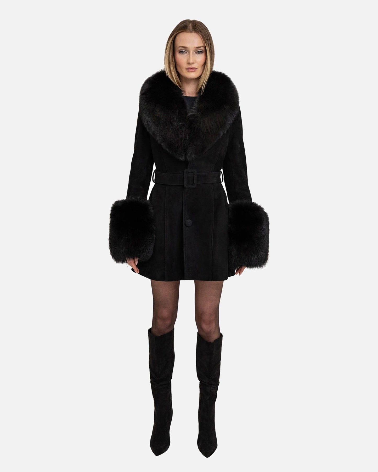 Roxy Shearling Suede Coat