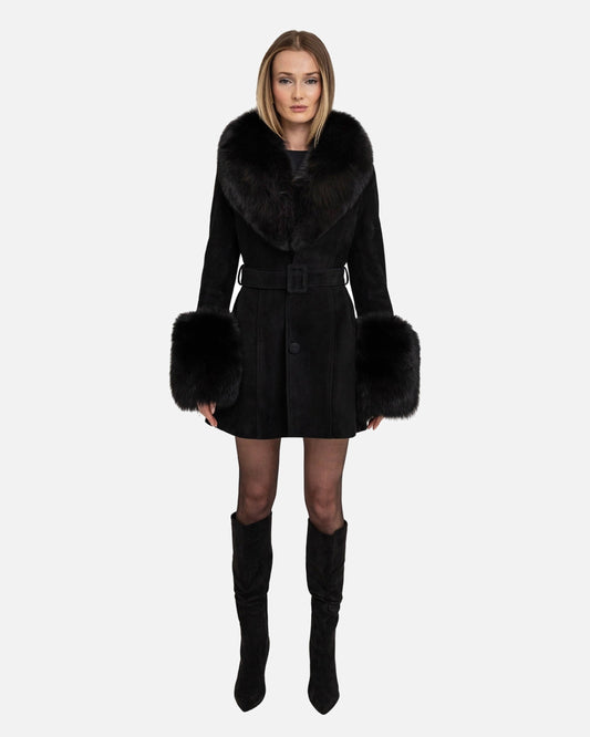 Roxy Shearling Suede Coat