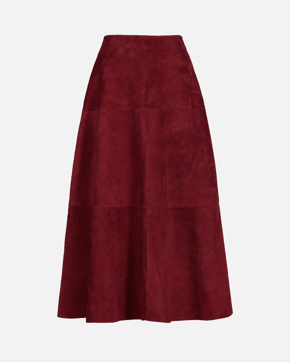 Alara Suede Maxi Skirt in Burgundy - front