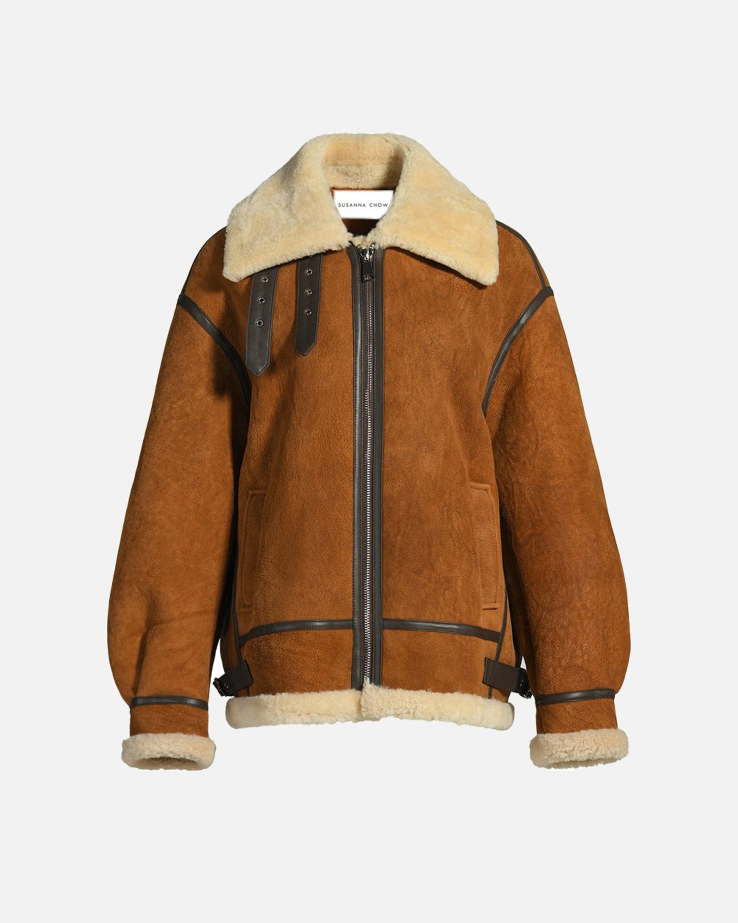 Sienna Shearling Suede Biker Coat