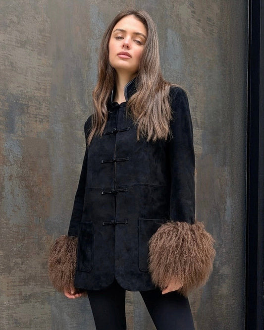 Sylvie Suede Mandarin Jacket