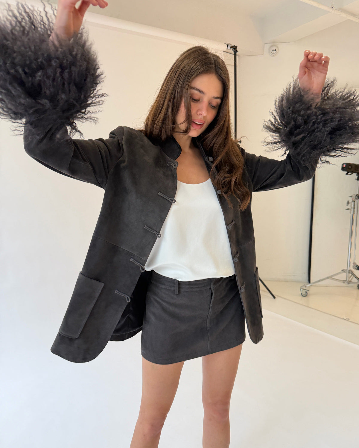 Sylvie Suede Mandarin Jacket