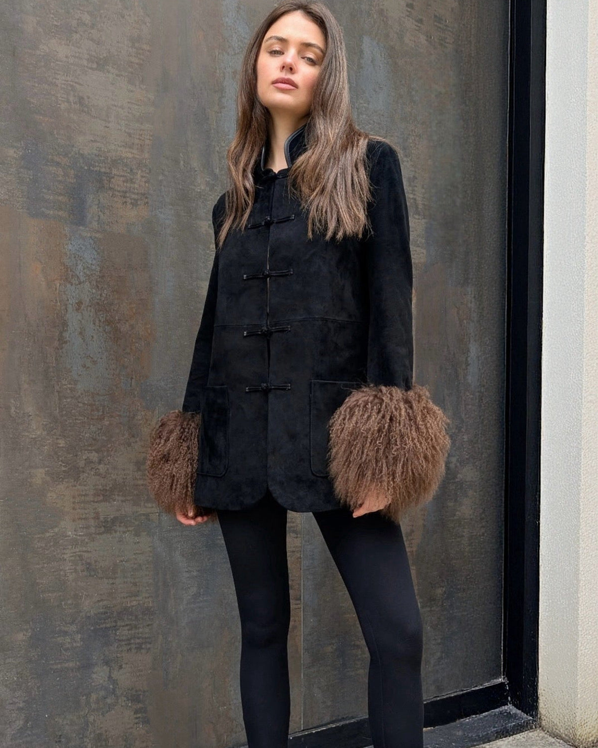 Sylvie Suede Mandarin Jacket