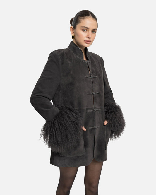 Sylvie Suede Mandarin Jacket