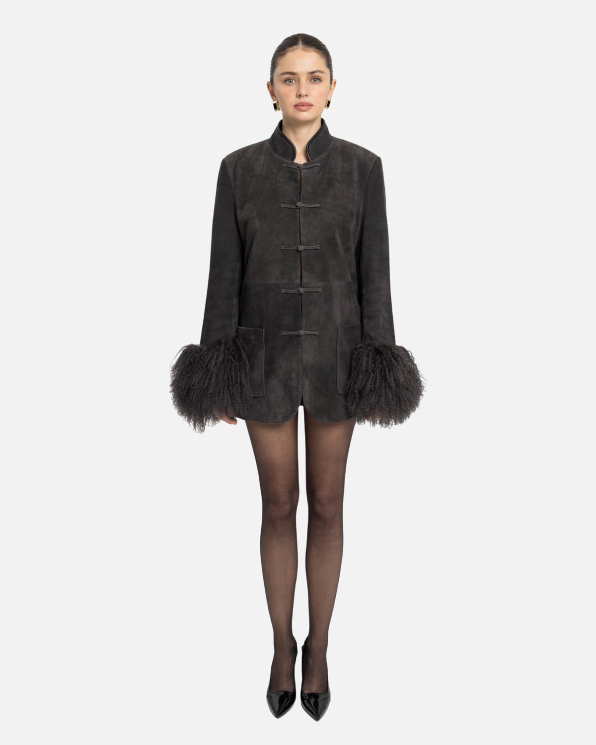 Sylvie Suede Mandarin Jacket