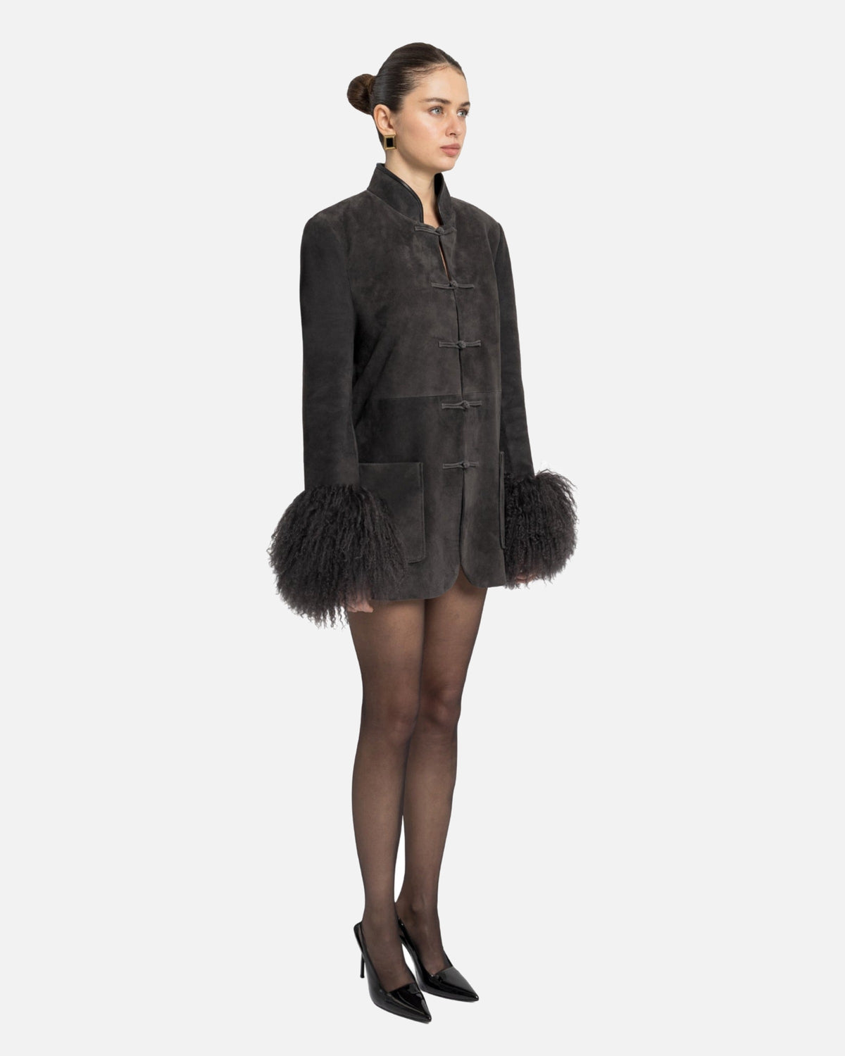 Sylvie Suede Mandarin Jacket