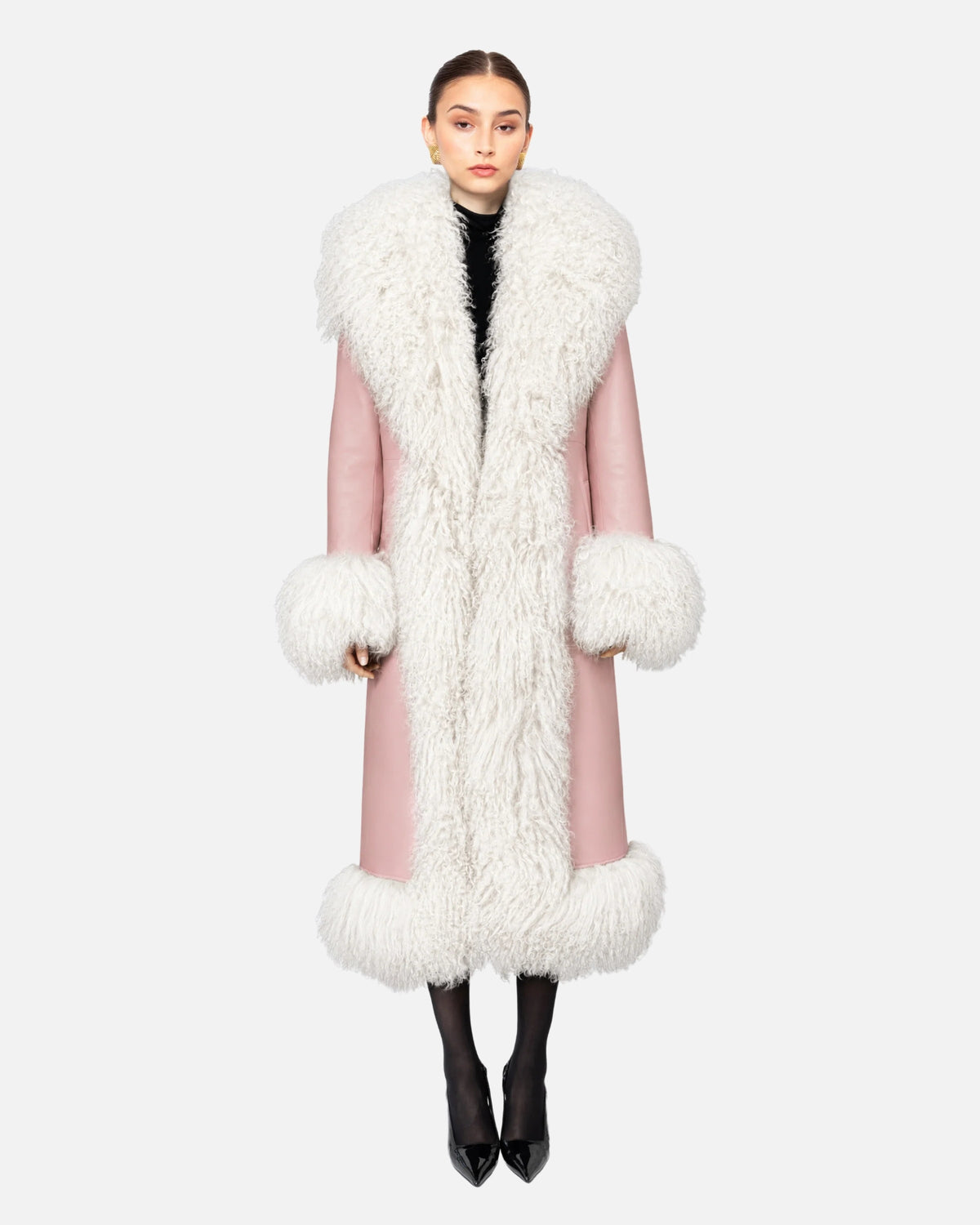 Dorothy Leather Shearling Maxi Coat