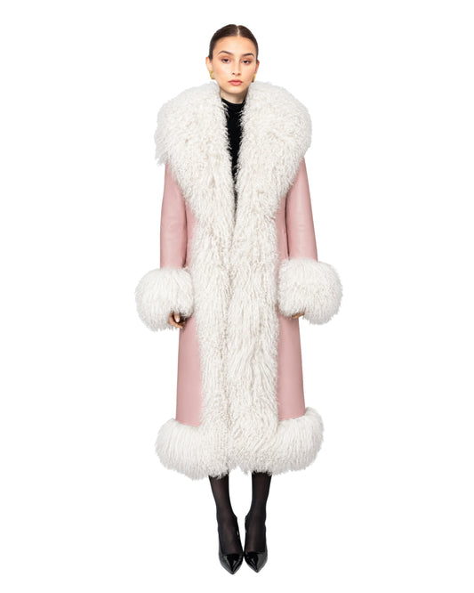 Dorothy Leather Shearling Maxi Coat