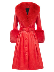 Jojo Fur Coat - Ruby Red