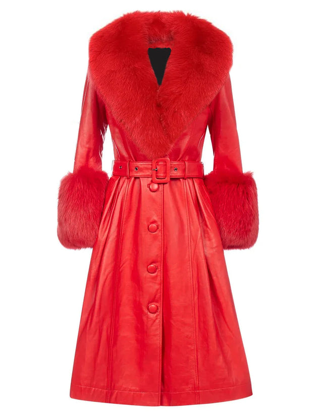 Jojo Fur Coat - Ruby Red